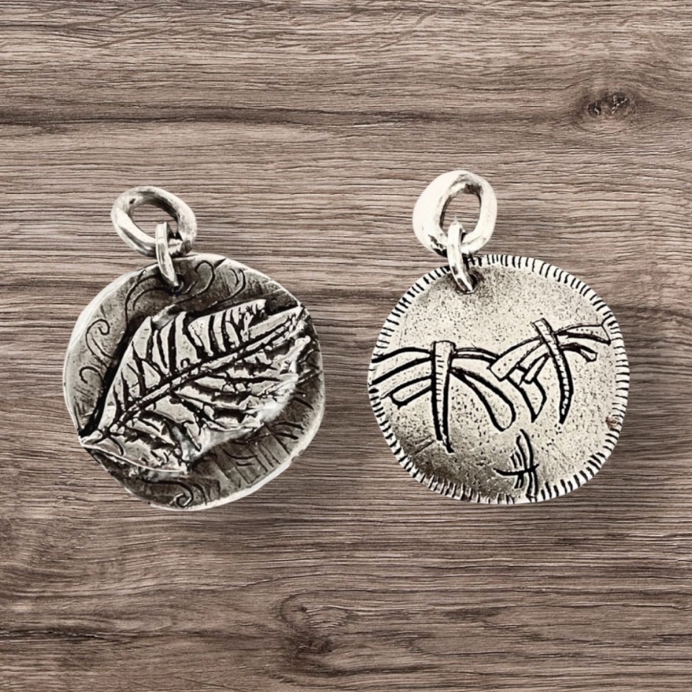 Jes MaHarry Freya etched Dragonfly raised Feather Sterling Silver Charm Pendant